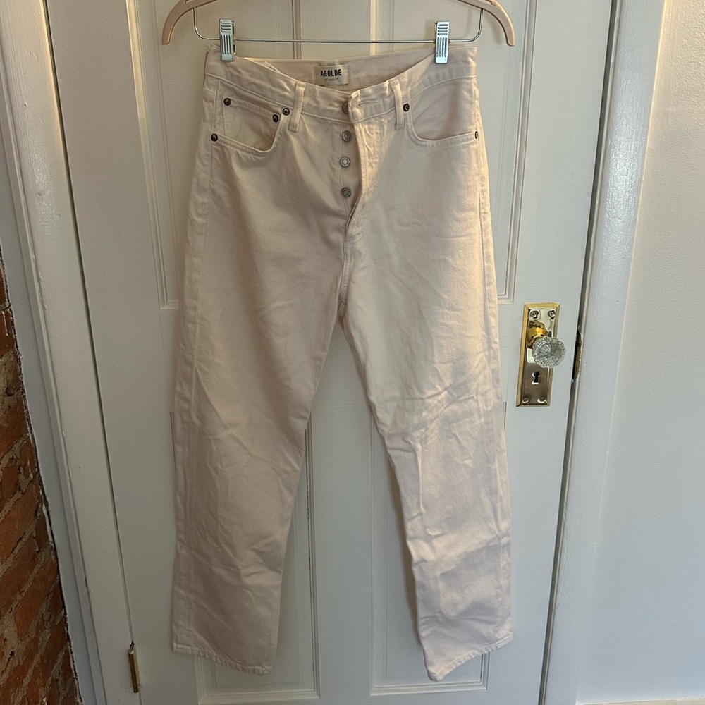 Agolde 90s Button-Fly Jeans in off white